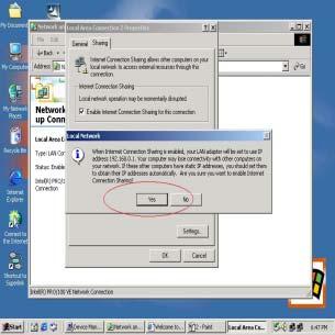 Step 3: Windows O.S. will force to assign a default IP address 192.