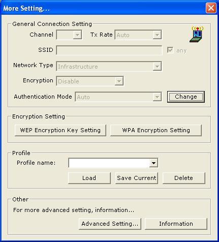 3.2 Configuring General Settings Click Change to configure the adapter s General Connection Setting.