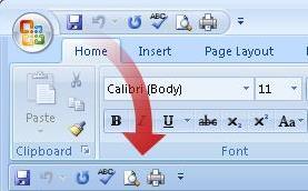 Figure 5.3 Showing the Quick Access Toolbar below the Ribbon You will notice that the Customize Quick Access Toolbar dropdown menu has other options available.