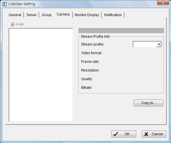 6.1.4. Camera Setting Select the preferred stream type of each camera as default live view profile. Stream profile: List differs according to different types of video inputs and licenses.