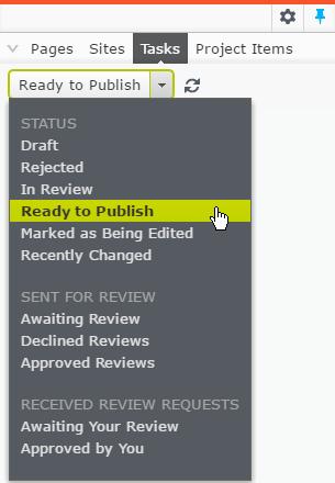 162 Episerver CMS Editor User Guide 18-3 groups. This means that the publish option is not available for editors. Instead, they use the Ready to Publish status option.
