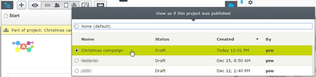 If you try to add the same version to another project, you are prompted to create a new draft.