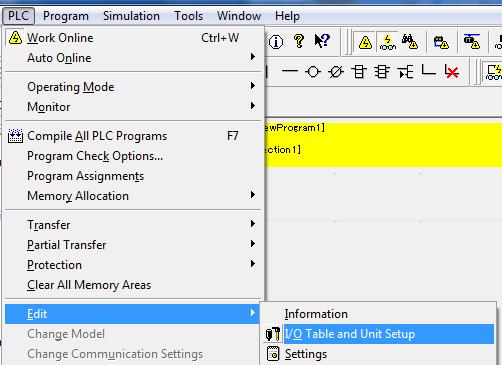 2 Select Edit - I/O Table and Unit Setup from the