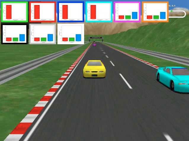 scenarios involving multiple users using a simulated driving environment.