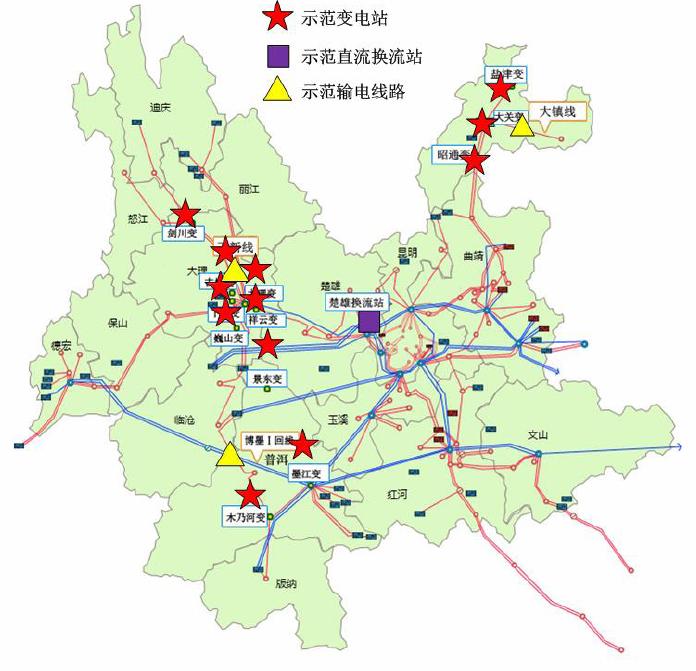 Application in Yunan Power Grid Distribution of substations and transmission lines for IOT application in Yunnan province 863