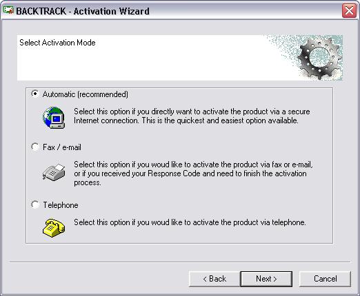 Chapter 2-14 Installation Guide 2 Click Activate, and then click Next. The Select Activation Mode screen appears.