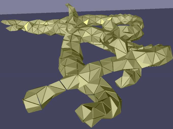 Concept geometric combination of a low-resolution tetrahedral mesh for simulation
