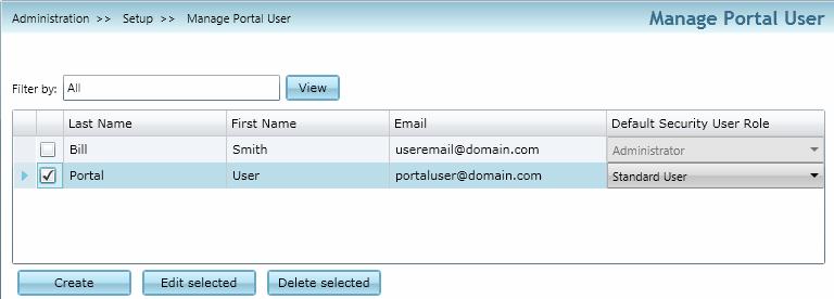 The Portal User s default security role will be selected; changing this role for specific portals is optional 8. Click Save to create the Portal User.