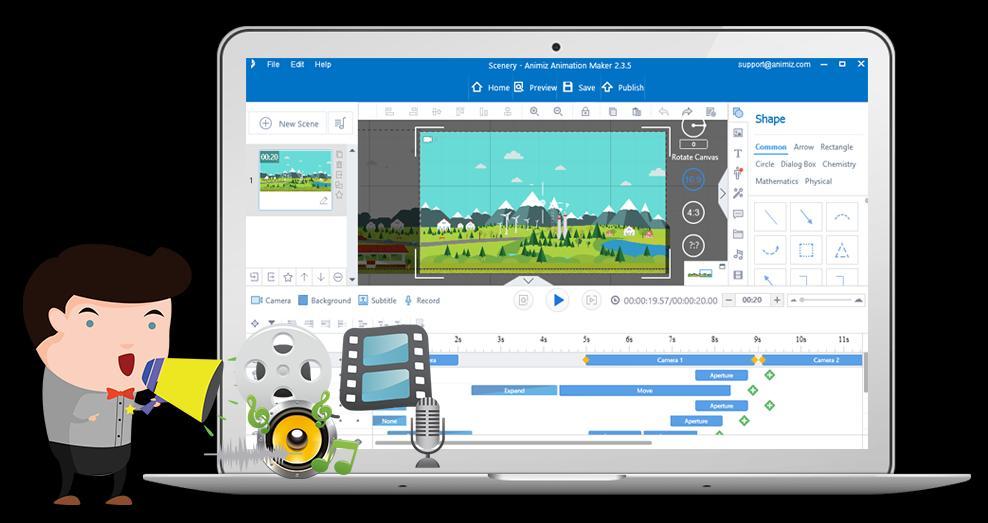 Overview Animiz is animated video presentation software to make animated, interactive and breathtaking video presentations & Gifs for free.