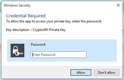 If you have chosen a high level of security, you must enter the password. 3.5.