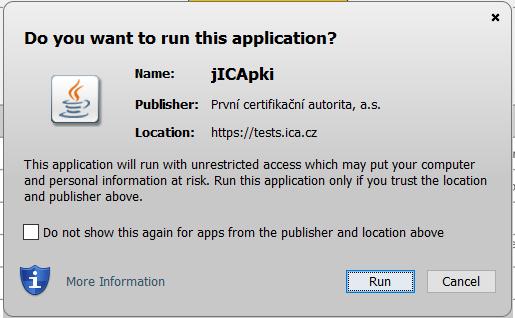 Will be instar and run the applet ICApki, which is
