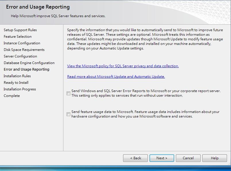 1.2.14 Error and usage Reporting: Help Microsoft improves SQL
