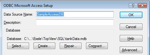 Set the connection type to ODBC or OLEDB and follow the instructions below for each connection type. ODBC Select connection type ODBC Define a System DSN for the sample database.