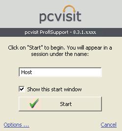 The pcvisit ProfiSupport Host module start screen will open and you are now ready for your first pcvisit session. 3.