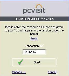 3 Starting the Guest module The Guest module can be started by double clicking on the pcvisit ProfiSupport Guest module icon on the desktop. The pcvisit Guest module does not need to be installed.