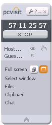 = See: If you would like to see the screen of your Guest, request this by clicking on the Eye button beside the session name of the Guest (Eye button orange = seeing active).