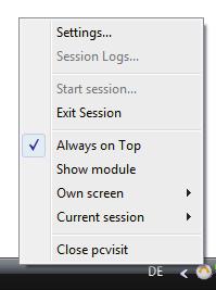 In order to hide the pcvisit module from the desktop during a session, click the Minimize button on your module.