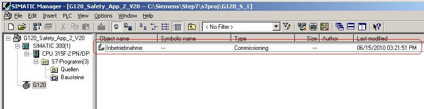 6.4.2 Calling the STARTER parameterization tool Starting from the main path of the SIMATIC Manager, start the STARTER parameterization software by selecting SINAMICS_G120 and double click on