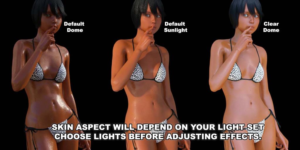 Here is an example of the light influence, for a same skin.