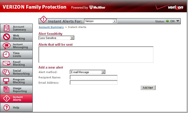 26 Verizon Family Protection User Guide Receiving instant alerts If a family member tries to access inappropriate content, the administrator receives instant notifications via email.