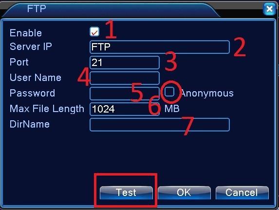 e - FTP setup 1 Enable function. 2 Server address/ip address.