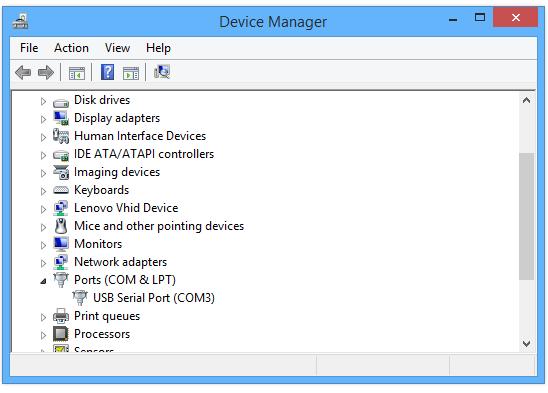 Double click on Ports (COM & LPT), find out the COM number and write it down (in the following figure, the assigned USB2COM converter port number is COM3) 2.