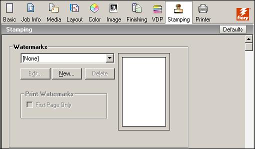 PRINTING 45 3 If the Fiery Printing tab is not displayed, click it. 4 Specify the default settings for your print job, as described on page 41. 5 Click OK to close the dialog box.
