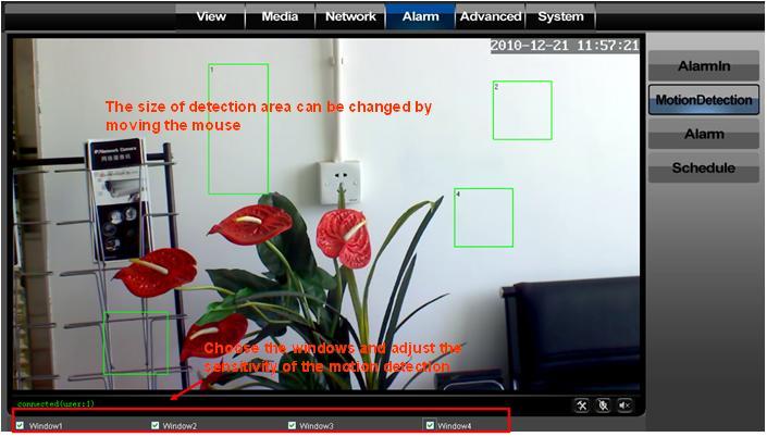 5.3.2 Motion Detection Setting Figure 19 Please click apply after settings are done, and motion detection takes effect.