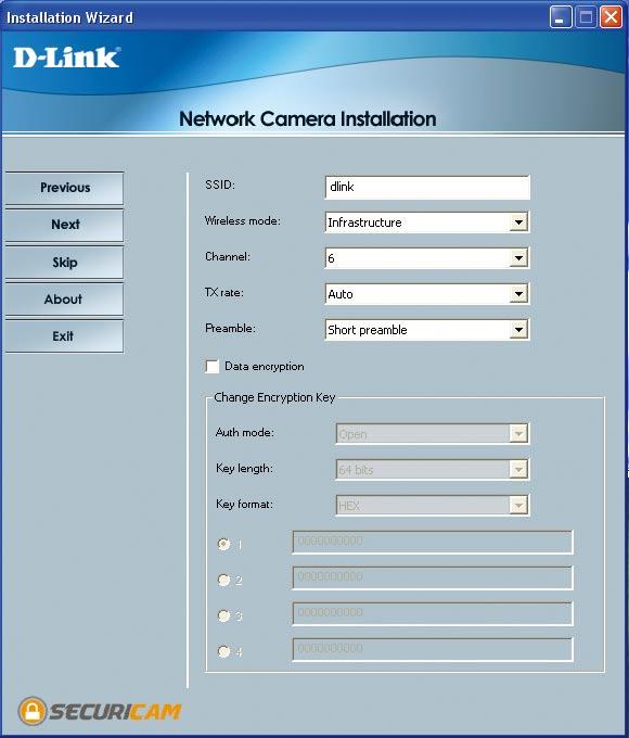 Users can configure the Wireless Network Settings for the camera, by entering the SSID and selecting the Wireless Mode, Channel, TX Rate, and Preamble.