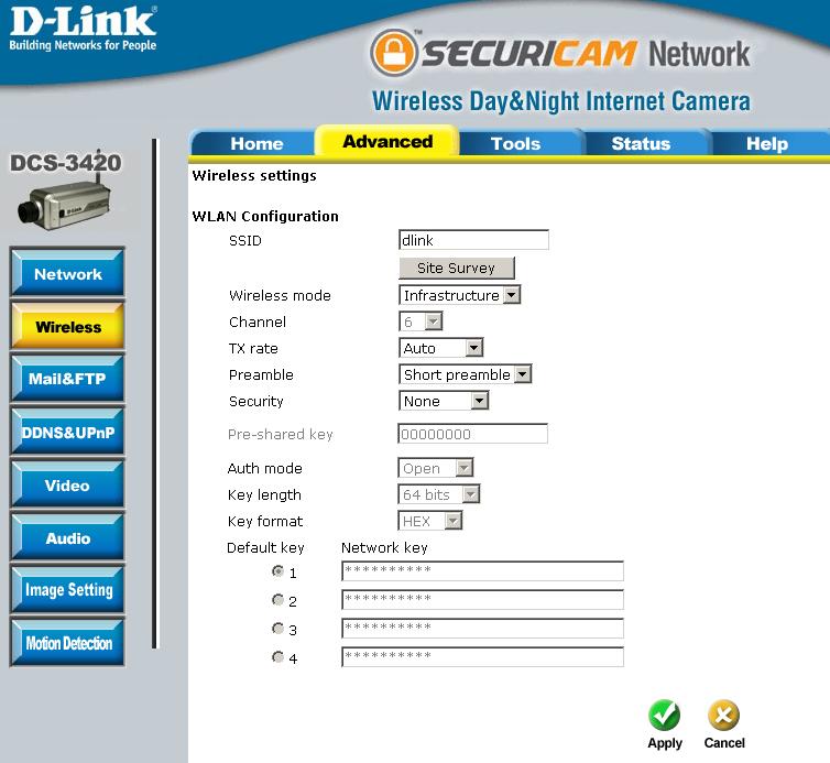 SSID: Wireless Mode: Channel: (Service Set Identifier) is a name that identifies a wireless network.