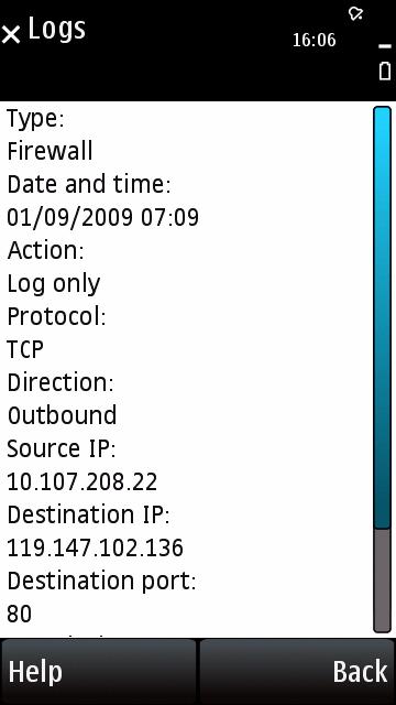 Viewing Event Logs Each firewall log entry (shown in Figure 9-6) contains the following information: Type event type, firewall or IDS Date and time when the connection attempt was made Action whether