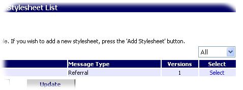 5 On return to the Stylesheet List click on Select and then Delete Click