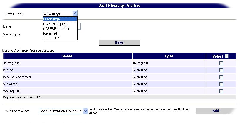 Adding a New Status Creating a new status 1 Select the message