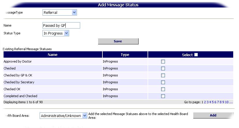 list and select message type 2 Enter the details of new status