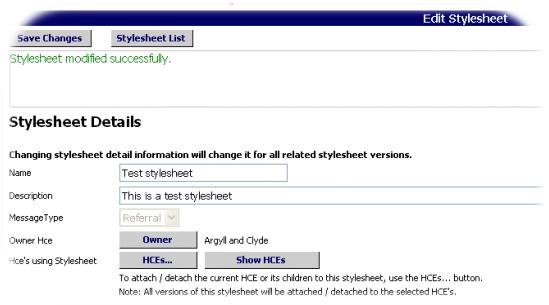 13 View the newly added stylesheet details Click on the Stylesheet List button to view the new stylesheet The