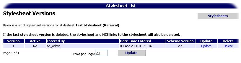 Deleting stylesheets Once the stylesheet has been added and linked there may be a need to delete a stylesheet.