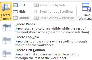 P a g e 3 Freezing Panes While we re in the View tab, let s learn how to freeze panes. When working with large or complex worksheets, scrolling can sometimes become a problem.
