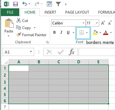 APPLYING CELL BORDERS Select the cells you would like to apply a border to and click on the border