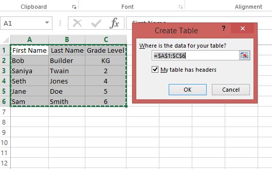 CREATING TABLES TO FORMAT DATA QUICKLY Select the