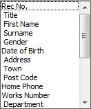 Column Displays and allows you to select the field containing the data used to sort the records in your table. The list will vary as it shows the field names contained in your table design.