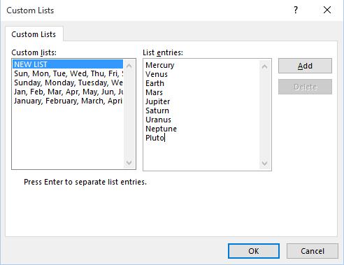 Excel 2016 Advanced Page 105 Enter the following list into the List entries section of the dialog