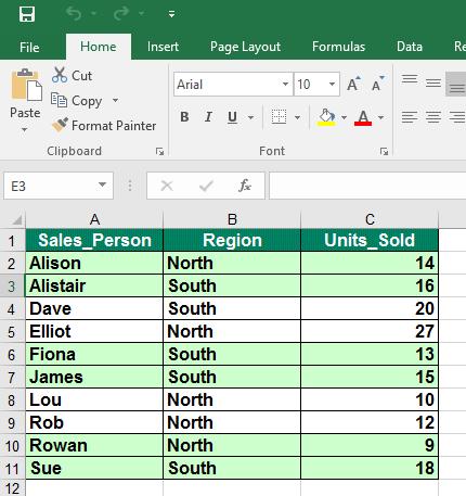 Excel 2016 Advanced Page 109 Click on any cell within the list.