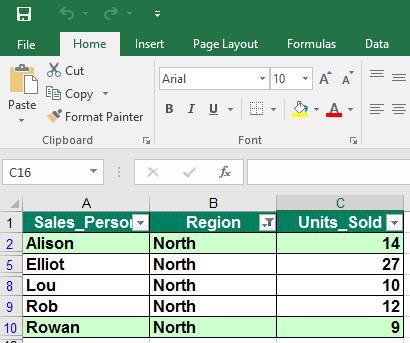 Excel 2016 Advanced Page 122 Removing all AutoFilters from a worksheet Open