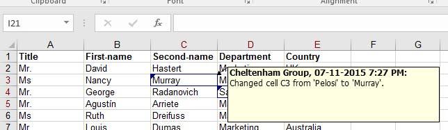 Excel 2016 Advanced Page 149 Move the mouse pointer to cell