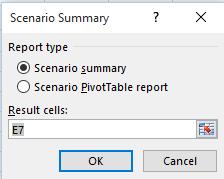 Excel 2016 Advanced Page 162 This will display the Scenario Summary dialog box.
