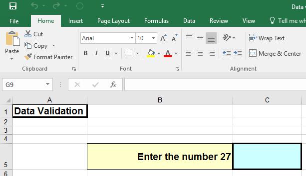 Excel 2016 Advanced Page 183 Customising a validation input message and error alert Open a workbook called Data validation customisation.