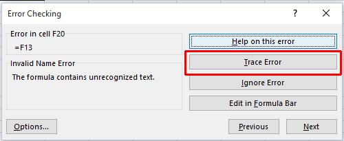 Excel 2016 Advanced Page 192 The Error Checking dialog box will be displayed.