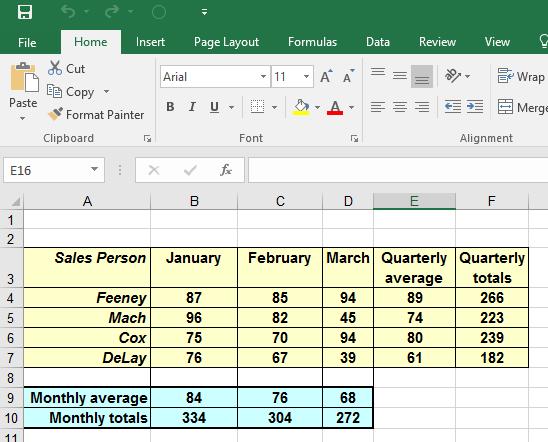 Excel 2016 Advanced Page 193 You see the results of the calculations, rather