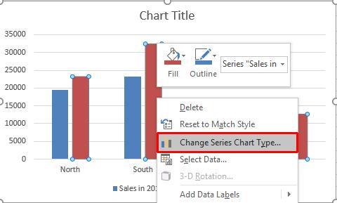 Excel 2016 Advanced Page 35 Right click over one of the selected columns and from the pop-up menu displayed, click on the Change Series