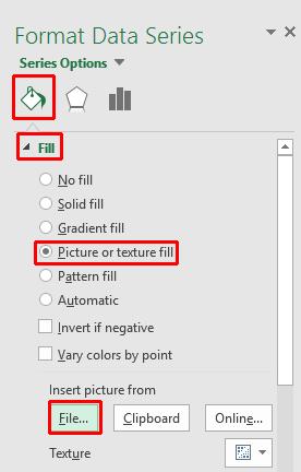 Excel 2016 Advanced Page 58 Click on the File button. The Insert Picture dialog box will be displayed.